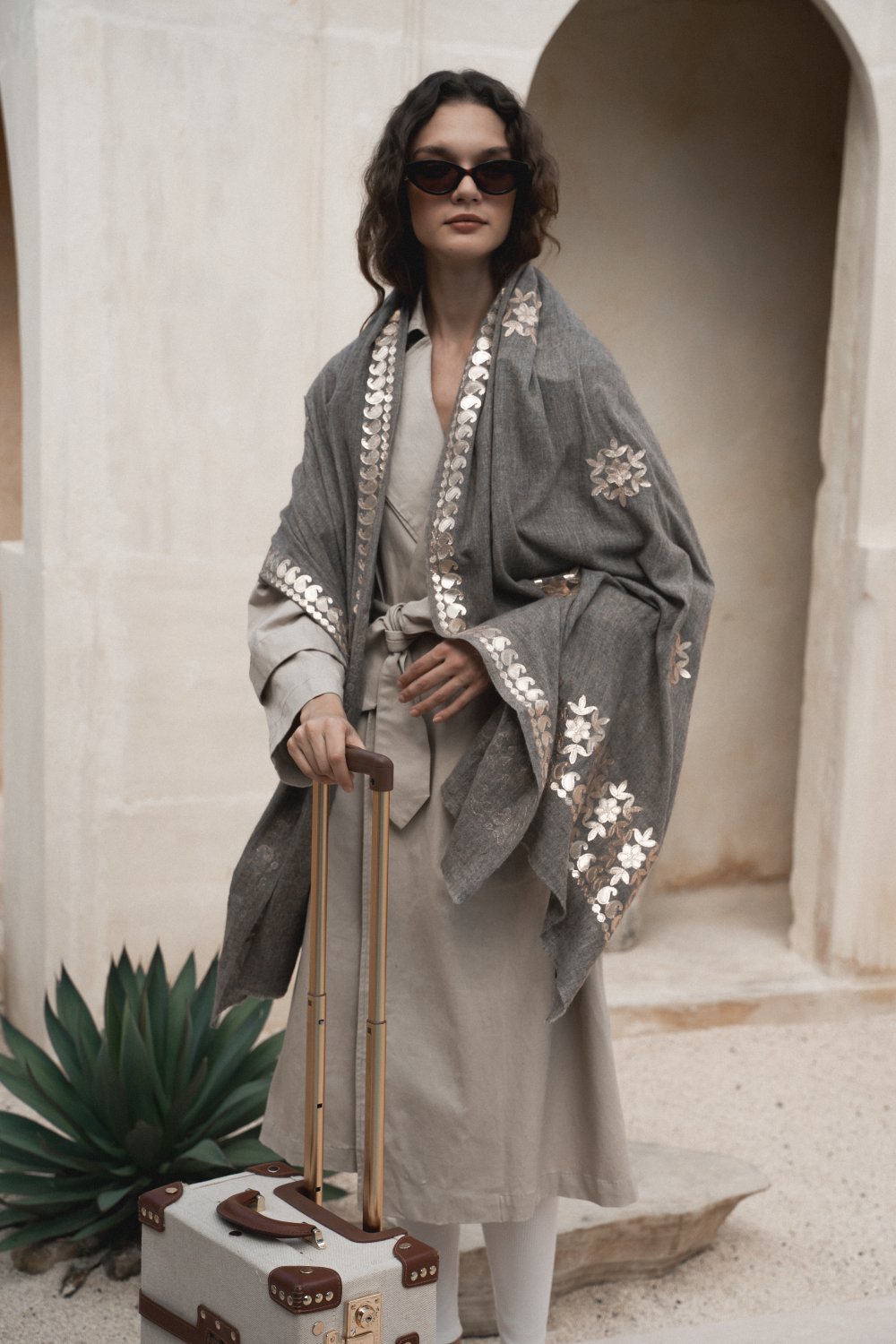 Taupe Paisley Appliqué