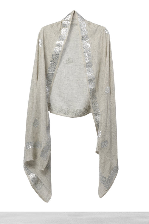 Light Grey Abstract Applique Shawl