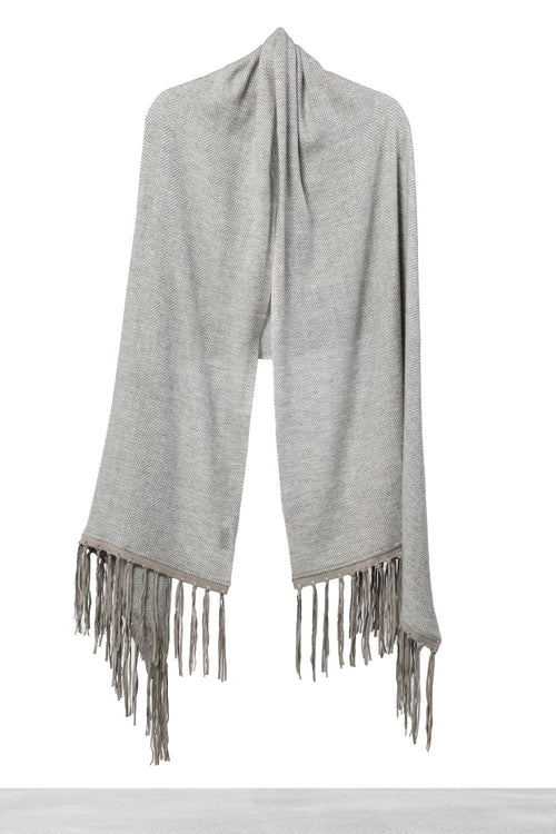 Light Taupe Cashmere Shawl with Fringe